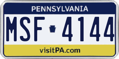 PA license plate MSF4144