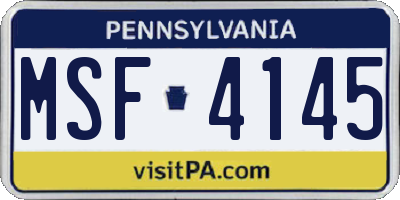 PA license plate MSF4145