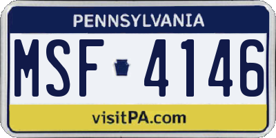 PA license plate MSF4146