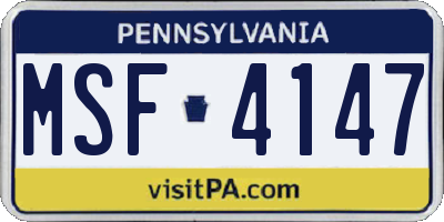 PA license plate MSF4147