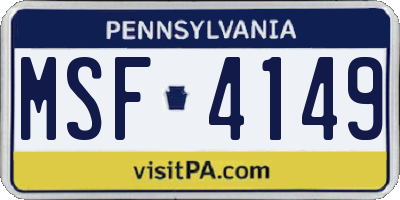 PA license plate MSF4149