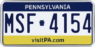 PA license plate MSF4154