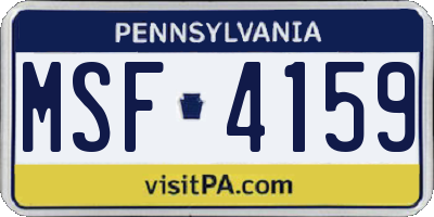 PA license plate MSF4159