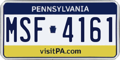 PA license plate MSF4161