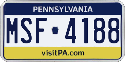 PA license plate MSF4188