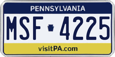 PA license plate MSF4225