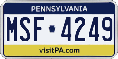 PA license plate MSF4249