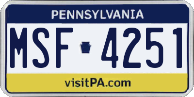PA license plate MSF4251
