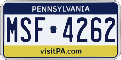 PA license plate MSF4262