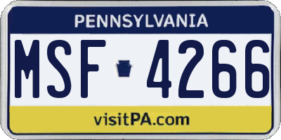 PA license plate MSF4266