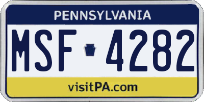 PA license plate MSF4282