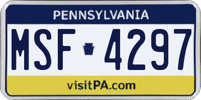 PA license plate MSF4297