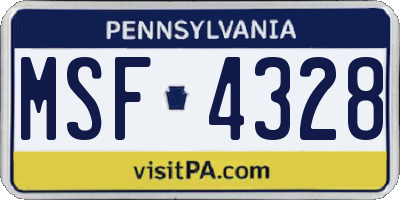 PA license plate MSF4328