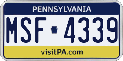 PA license plate MSF4339