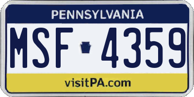 PA license plate MSF4359