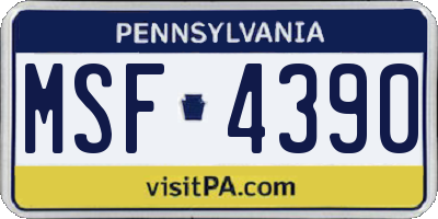 PA license plate MSF4390