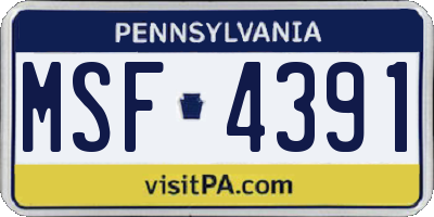 PA license plate MSF4391