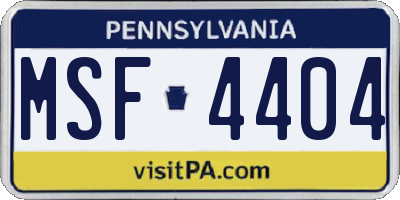 PA license plate MSF4404
