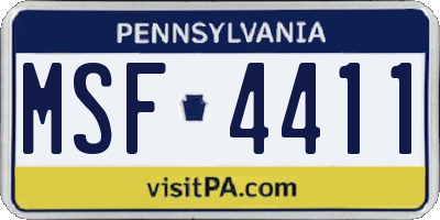 PA license plate MSF4411