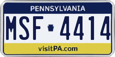 PA license plate MSF4414