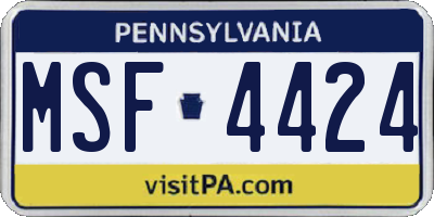 PA license plate MSF4424