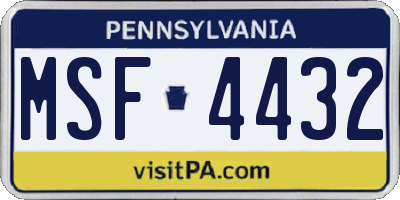 PA license plate MSF4432