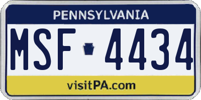 PA license plate MSF4434