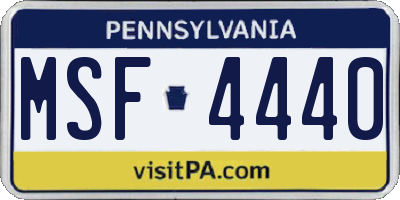 PA license plate MSF4440