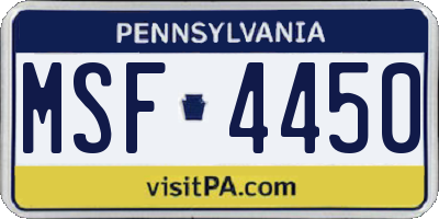 PA license plate MSF4450