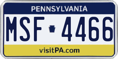 PA license plate MSF4466