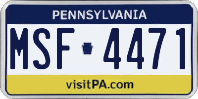 PA license plate MSF4471