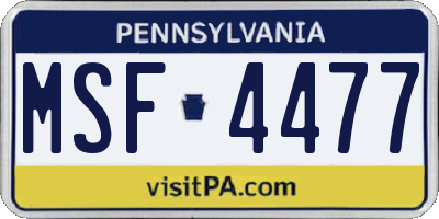 PA license plate MSF4477