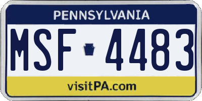 PA license plate MSF4483