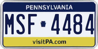 PA license plate MSF4484