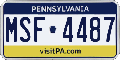 PA license plate MSF4487