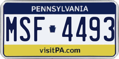 PA license plate MSF4493