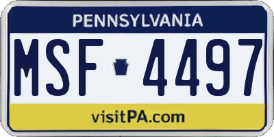 PA license plate MSF4497