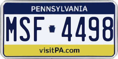 PA license plate MSF4498