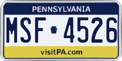 PA license plate MSF4526