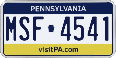 PA license plate MSF4541