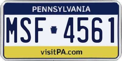 PA license plate MSF4561