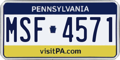 PA license plate MSF4571