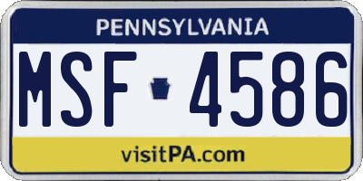 PA license plate MSF4586