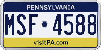 PA license plate MSF4588