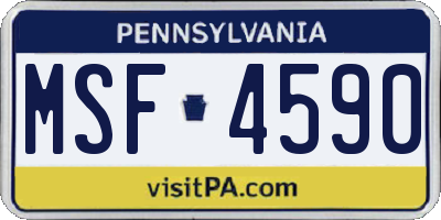 PA license plate MSF4590
