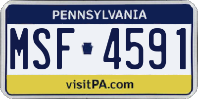 PA license plate MSF4591