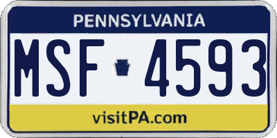 PA license plate MSF4593