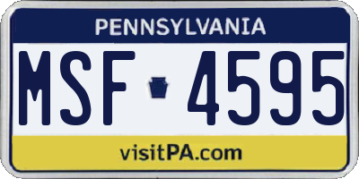 PA license plate MSF4595