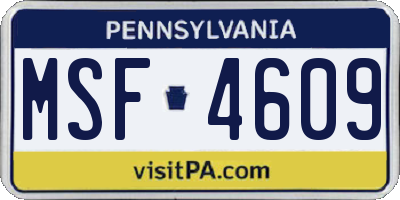 PA license plate MSF4609