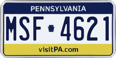 PA license plate MSF4621
